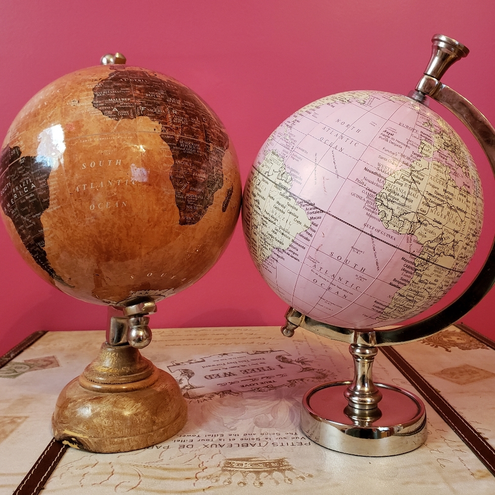 Two Mini Desk Globes